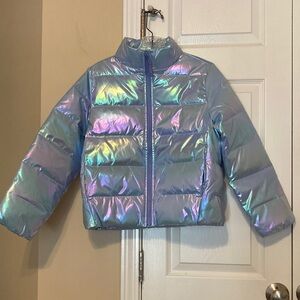 JCrew Factory crewcuts girls metallic puffer jacket